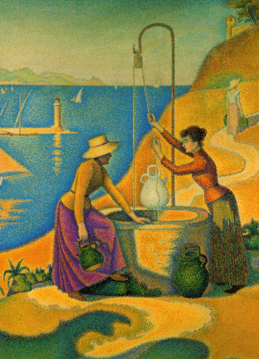 Kunstpostkarte Paul Signac - Frauen am Brunnen