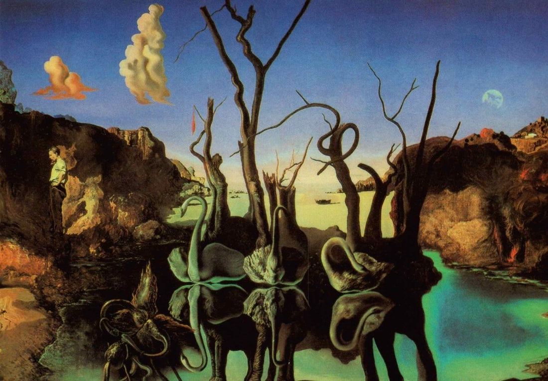 Kunstpostkarte Salvador Dali 1937 - Cygnes Refletant Des Elephants