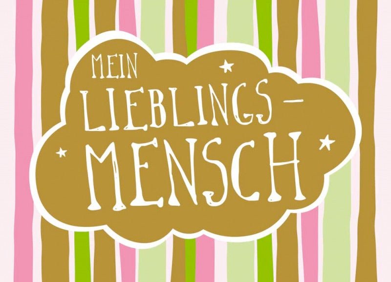 Liebesgruß Postkarte "Lieblingsmensch" - Bunte Streifen & Herzlicher Schriftzug, Gefühlvolle Zuneigungskarte für Beziehung & Freundschaft