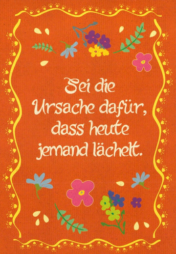 Motivations - Postkarte mit inspirierenden Sprüchen, Blumenverzierung in Rot & Gelb - Positivität & Freude versenden