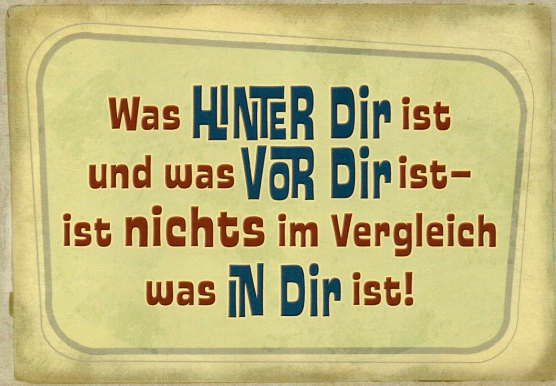 Motivations - Postkarte mit inspirierenden Sprüchen - Retro Vintage Design, Weisheitszitate für Selbstvertrauen & innere Stärke, Blick von Vergangenheit zu Zukunft, Presentiment - 10er Set