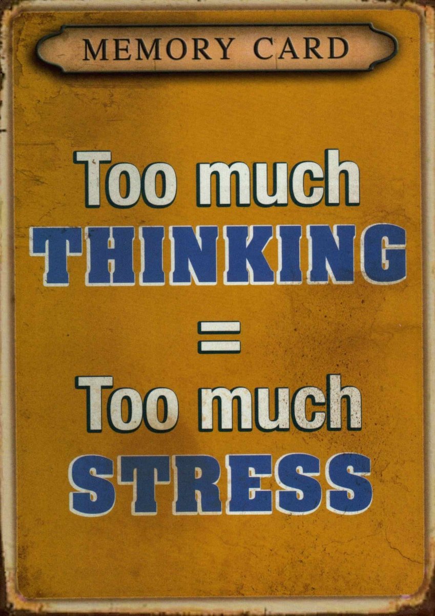 Motivations - Postkarte mit Lebensweisheit: Stressabbau durch Gelassenheit, Vintage Typografie in Gelb & Blau - Inspirierendes Geschenk mit Humor