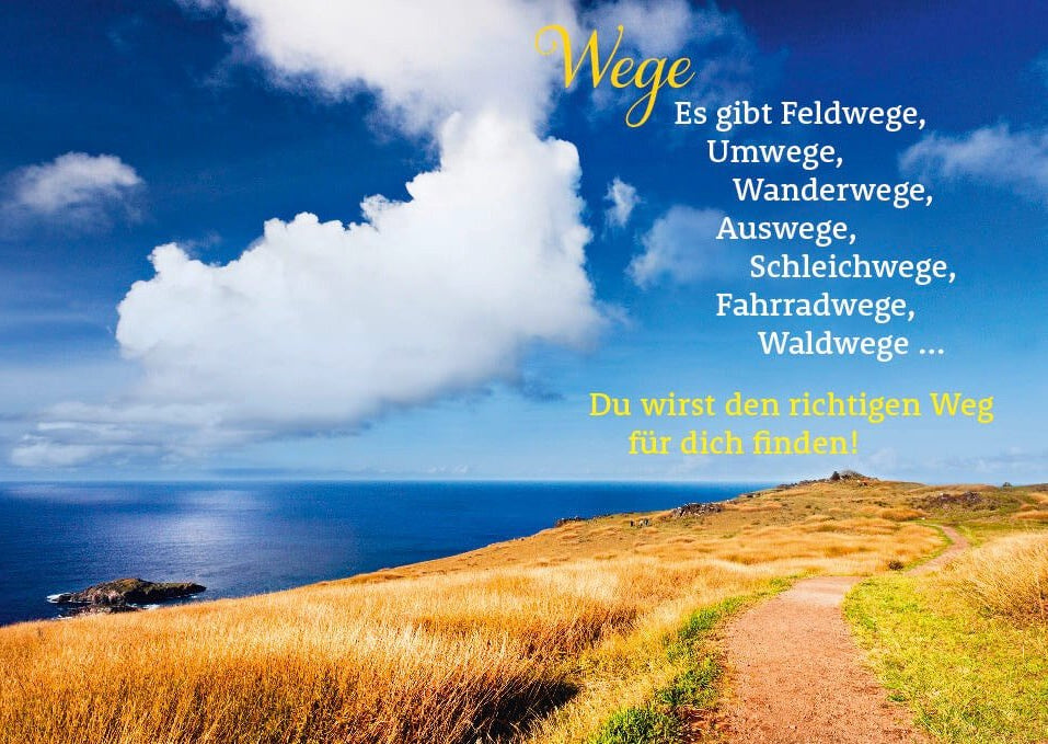 Motivations - Postkarte mit Lebensweisheiten – Naturwege, Wald & Bergpfade, Himmel & Meer – Inspirierender Horizont