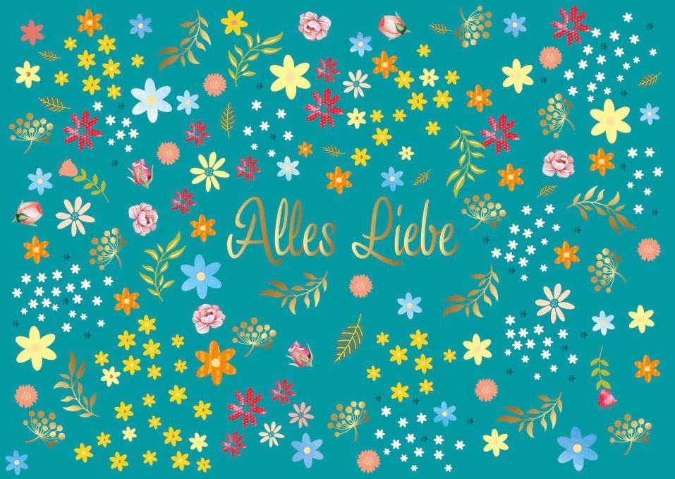 Postkarte Freundschaft Liebe Alles Liebe Blumen Grüße Folienprägung