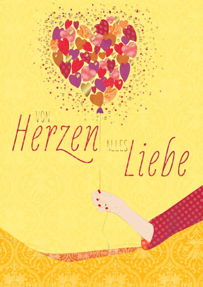 Postkarte Freundschaft Liebe Von Herzen Alles Liebe Herz Luftballon hochwertig