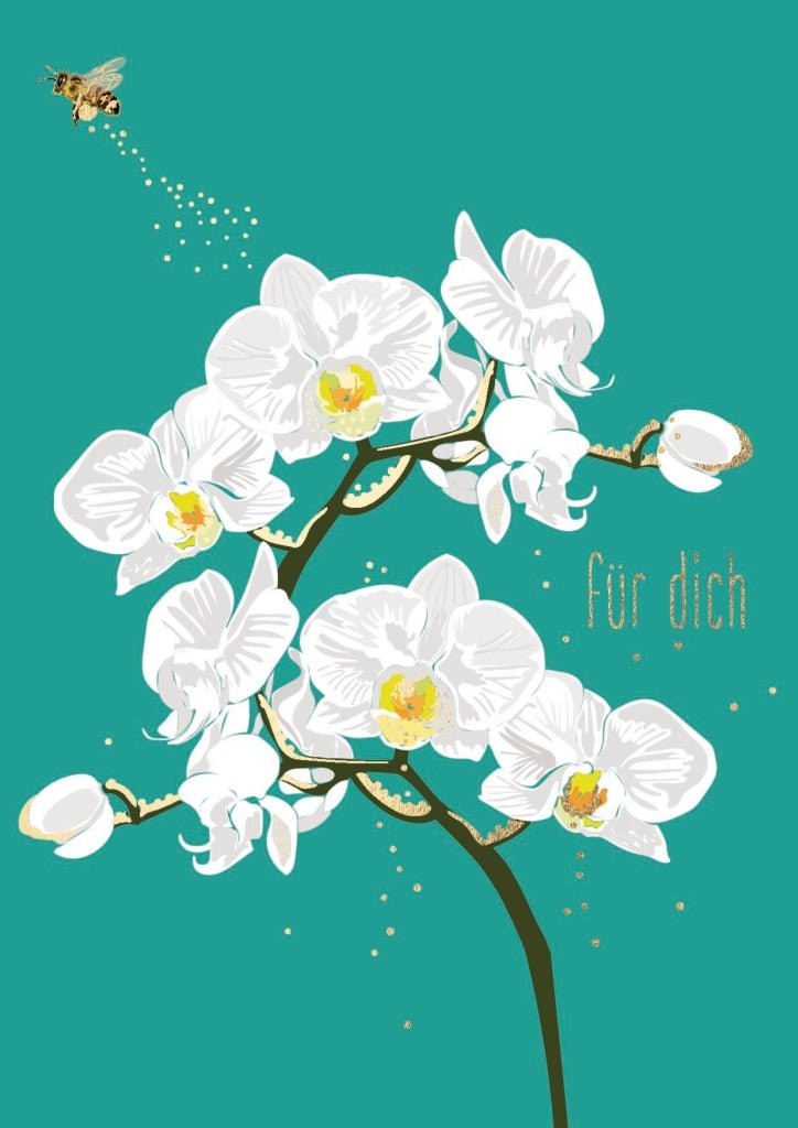 Postkarte Freundschaft Orchidee weiß - Für Dich