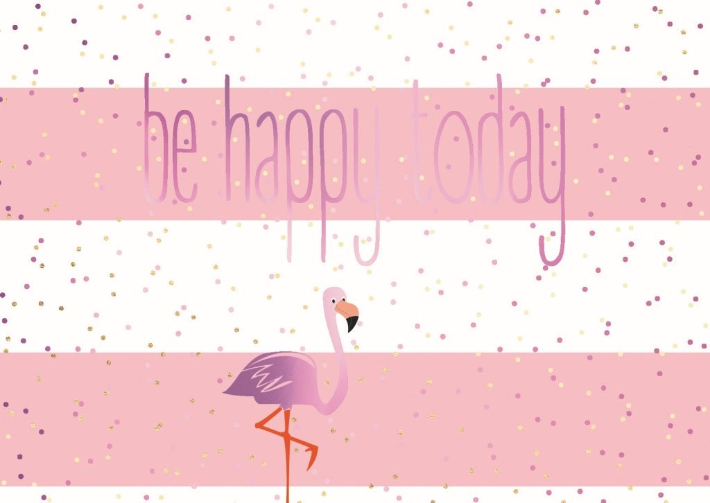 Postkarte Geburtstag Flamingo - be happy today