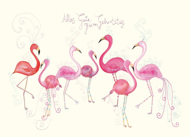 Postkarte Geburtstag Flamingos Alles Gute