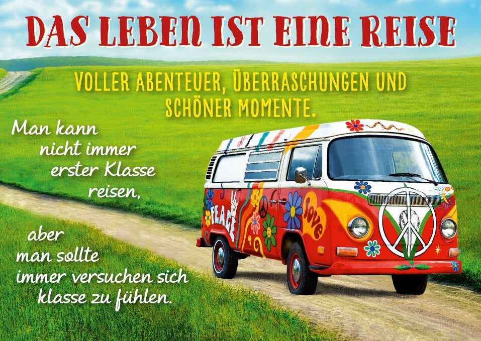 Postkarte Lebensweisheit Sinnspruch Das Leben ist eine Reise voller Abenteuer