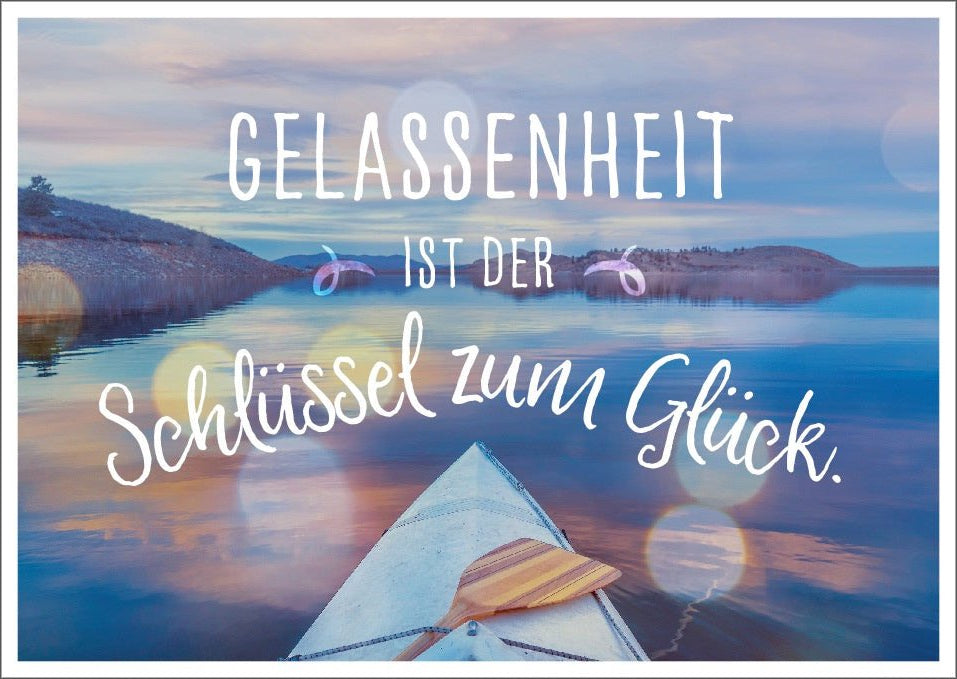 Postkarte Lebensweisheit Spruch Gelassenheit ist der Schlüssel zum Glück