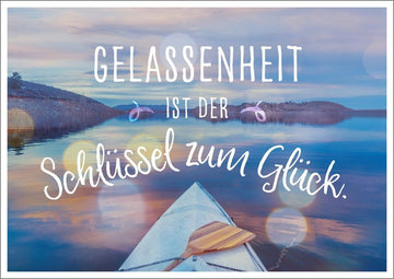 Postkarte Lebensweisheit Spruch Gelassenheit ist der Schlüssel zum Glück