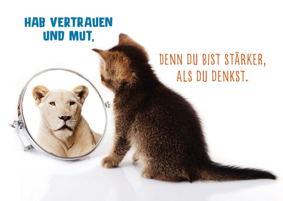 Postkarte Lebensweisheit Spruch Hab Vertrauen und Mut, denn du bist stärker, als du denkst