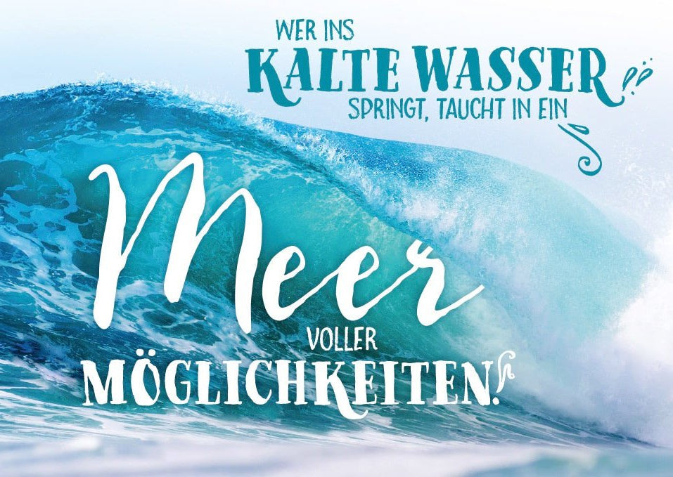 Postkarte Lebensweisheit Spruch Wer ins kalte Wasser springt