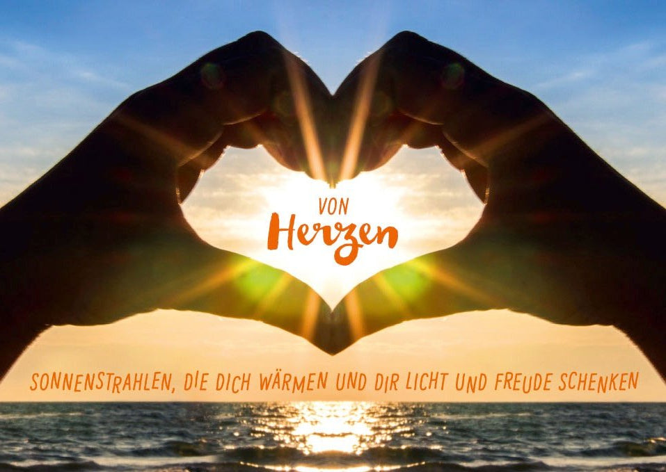 Postkarte Liebe Spruch von Herzen Sonnenstrahlen, die dich wärmen und dir Licht und Freude schenken