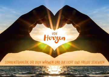 Postkarte Liebe Spruch von Herzen Sonnenstrahlen, die dich wärmen und dir Licht und Freude schenken