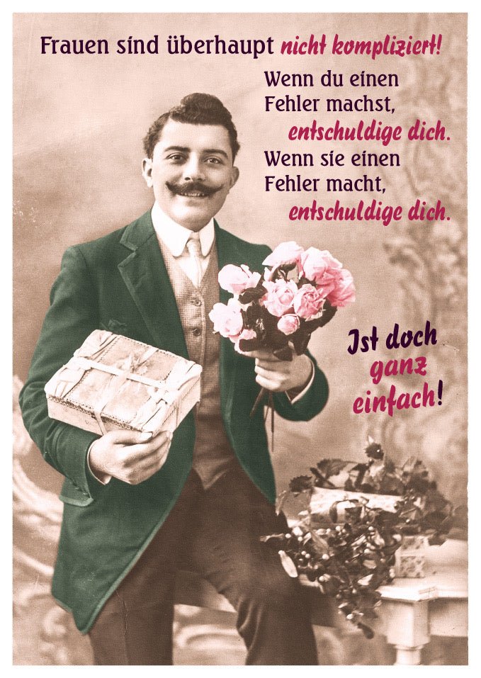 Postkarte lustig Spruch Frauen sind überhaupt nicht kompliziert