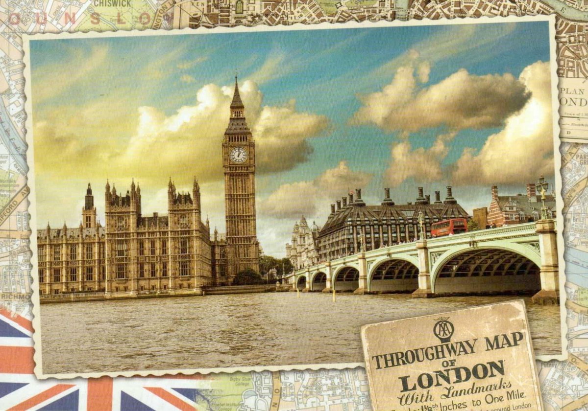 Postkarte Retromotiv Ansichtskarte Souvenirs from London