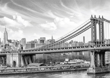 Postkarte schwarz weiß: Brooklyn Bridge