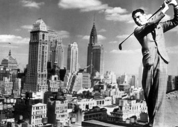 Postkarte schwarz weiß: Golf on the Roofs of New York City