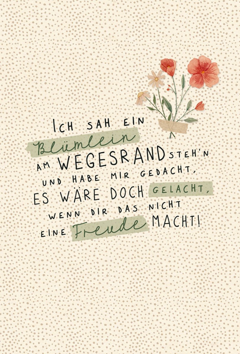 Postkarte Spruch Blüchen Wegesrand Blumen, Zuckerrohrpapier