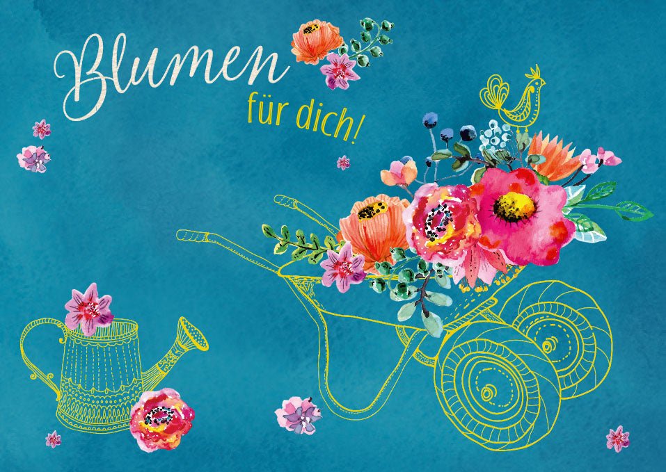 Postkarte Spruch Blumen für dich