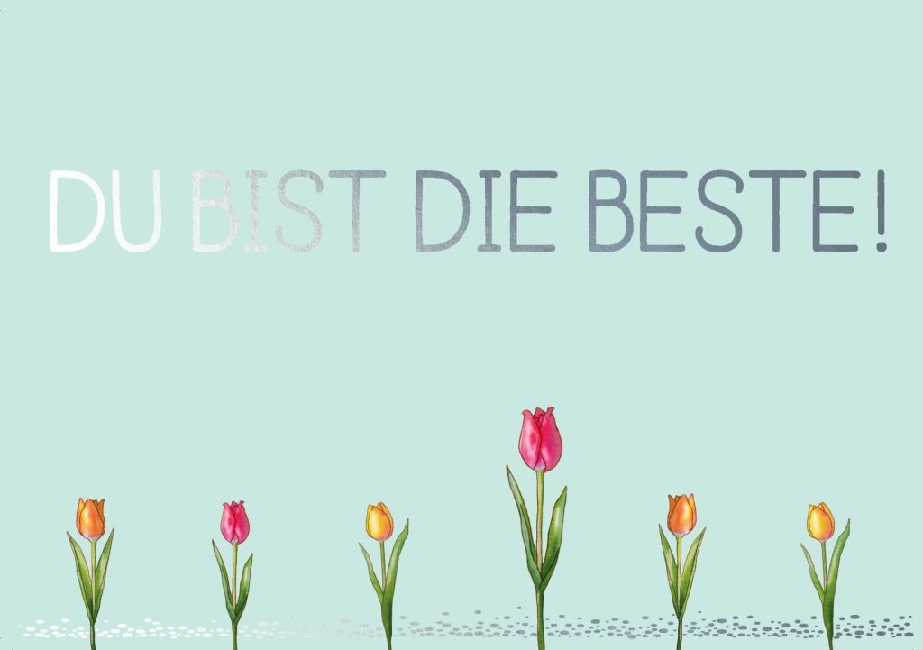 Postkarte Spruch Freunschaft Cityproducts Tulpen - Du bist die Beste