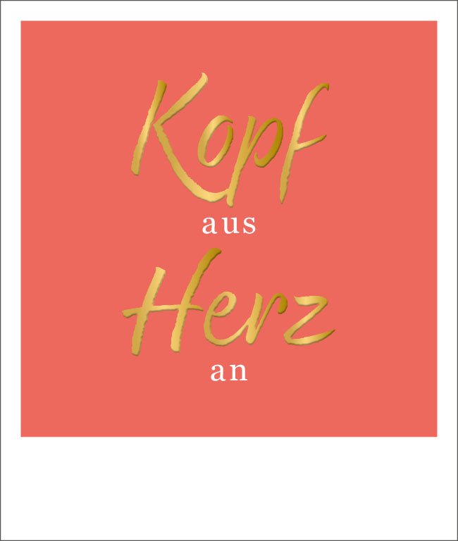 Postkarte Spruch Kopf Aus Herz An Goldfolie