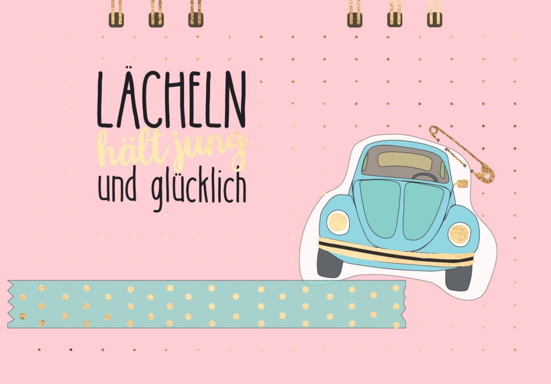 Postkarte Spruch Lächeln hält jung und glücklich