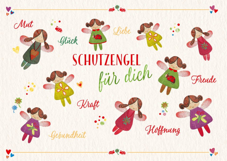 Postkarte Spruch Schutzengel für Dich Mut