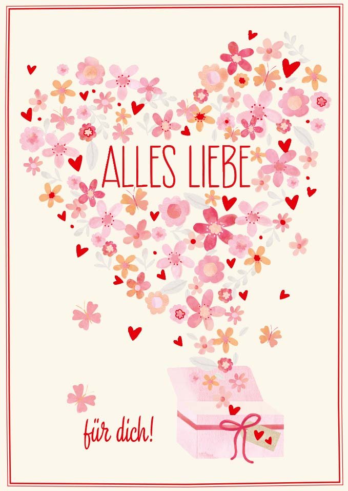 Postkarte Valentinstag Alles Liebe zum Valentinstag