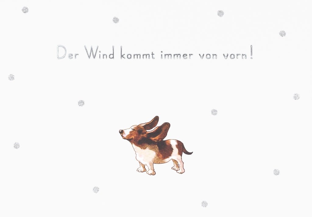 Postkarte witzig Der Wind kommt immer von vorn! - Bassett