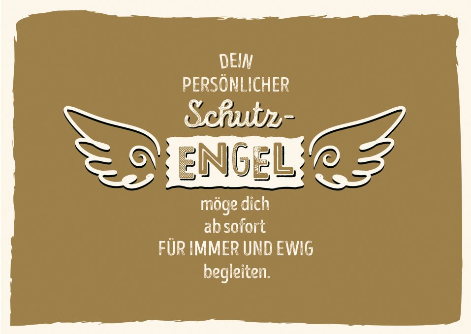 Postkarten Freundschaft Schutzengel Design für Freunde und Familie mit liebevoller Botschaft auf braunem Hintergrund ideal als Geschenk zur Unterstützung und Ermutigung enthält Flügelmotiv und Schriftzug