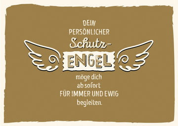 Postkarten Freundschaft Schutzengel Design für Freunde und Familie mit liebevoller Botschaft auf braunem Hintergrund ideal als Geschenk zur Unterstützung und Ermutigung enthält Flügelmotiv und Schriftzug