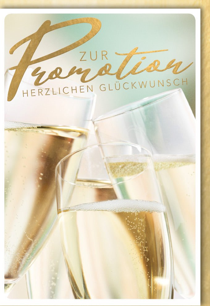 Promotion Glückwunschkarte - Feier Deinen Prüfungserfolg mit Sektgläsern, Champagner - Toast & Doktorhut, Gratulationskarte zum Akademischen Grad