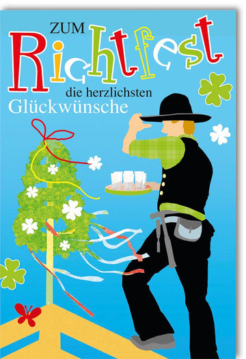 Richtfest Glückwunschkarte zum Umzug - Bauherr & Neues Heim Gratulation, Hausbau Doppelkarte für Einzug