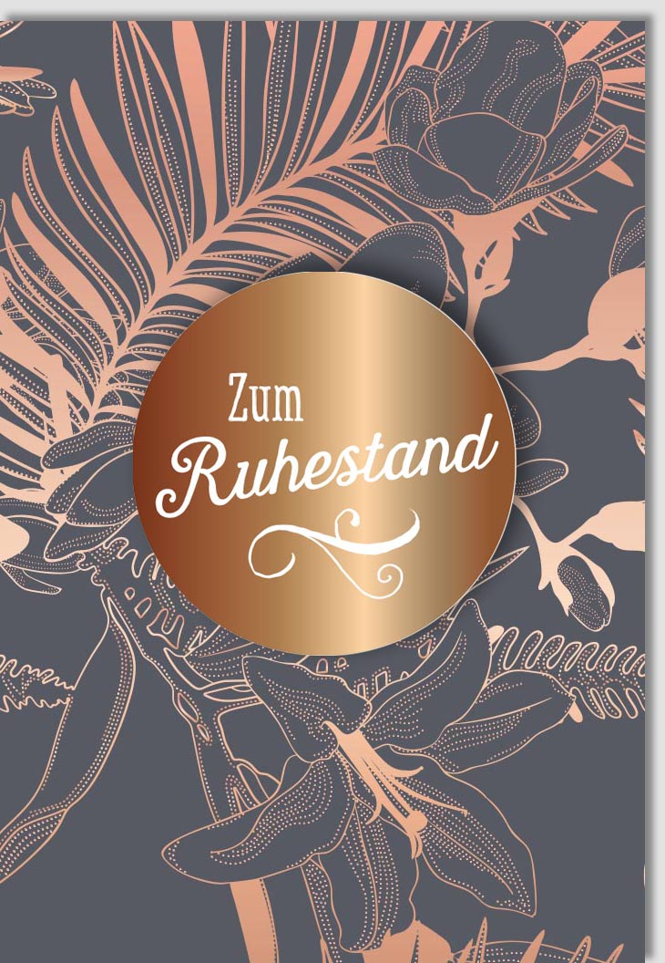 Ruhestand Glückwunschkarte geschäftlich - Bronze Blätter Design, Abschieds - & Gratulationskarte für Kollegen zur Pensionierung