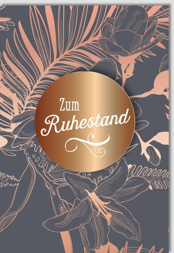 Ruhestand Glückwunschkarte geschäftlich - Bronze Blätter Design, Abschieds - & Gratulationskarte für Kollegen zur Pensionierung