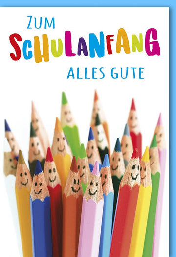 Schulanfang Doppelkarte - Bunte Glückwunschkarte zur Einschulung & Schulstart, Ideal für Erstklässler - Schuleinführung Gruß