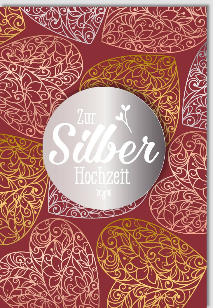 Silberhochzeit Glückwunschkarte mit Herzen Applikation - Elegante Jubiläumsfeier Grußkarte für Paare, Romantische Liebe & Festlichkeit zur Silbernen Hochzeit, Anniversary Celebration, Edles Design