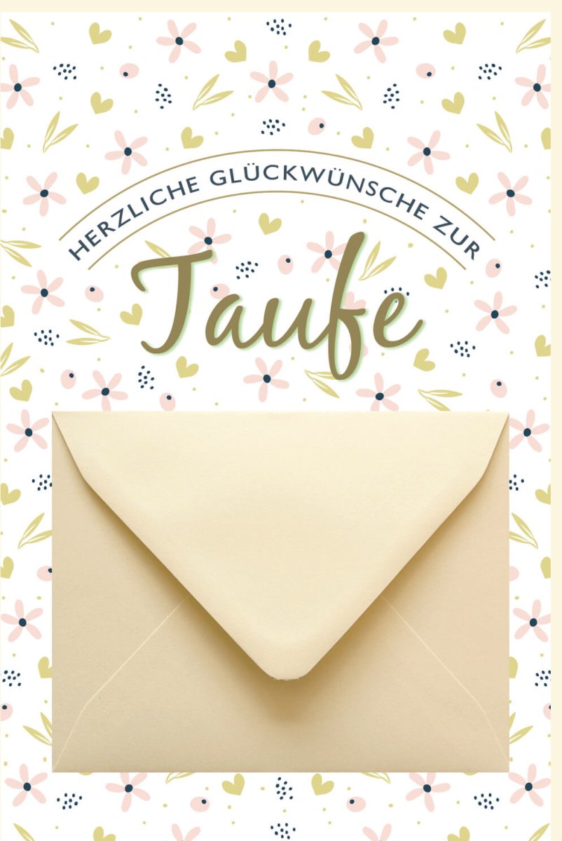 Taufkarte zur Babytaufe - Glückwunsch & Gratulation, Christliche Grußkarte für Babyparty, Taufgeschenk mit Sakrament - Motiv