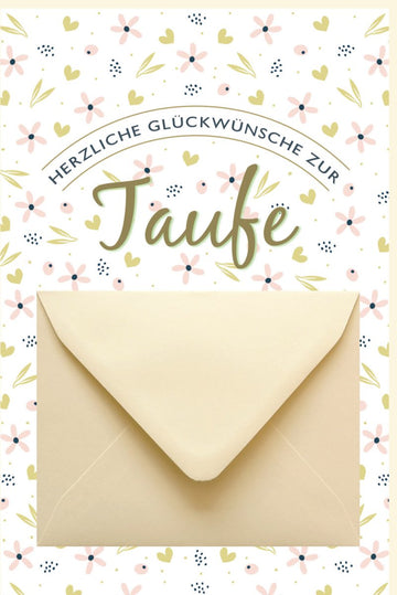 Taufkarte zur Babytaufe - Glückwunsch & Gratulation, Christliche Grußkarte für Babyparty, Taufgeschenk mit Sakrament - Motiv