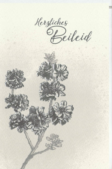 Trauerkarte Beileidskarte - Stilvolle Kondolenz Doppelkarte mit Blumen Motiv, Skorpion Design für Anteilnahme & Trost