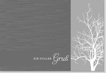 Trauerkarte / Beileidskarte - Stilvolle Kondolenzkarte mit Baum & Ästen Motiv, Schlichte Natur Gedenkkarte für Abschied & Anteilnahme, Hochwertige Trost Grußkarte in Grau für Erwachsene, Angehörige & Freunde