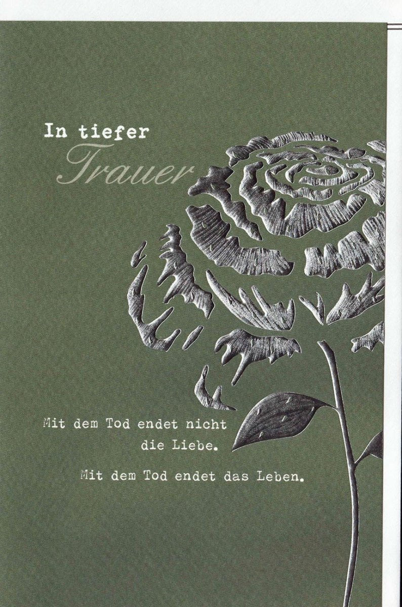 Trauerkarte Doppelkarte - Beileidskarte mit Skorpion Motiv, Stilvolle Kondolenz Blumendesign, Gedenkkarte für Anteilnahme und Trost in Zeiten des Abschieds, Liebe & Erinnerung