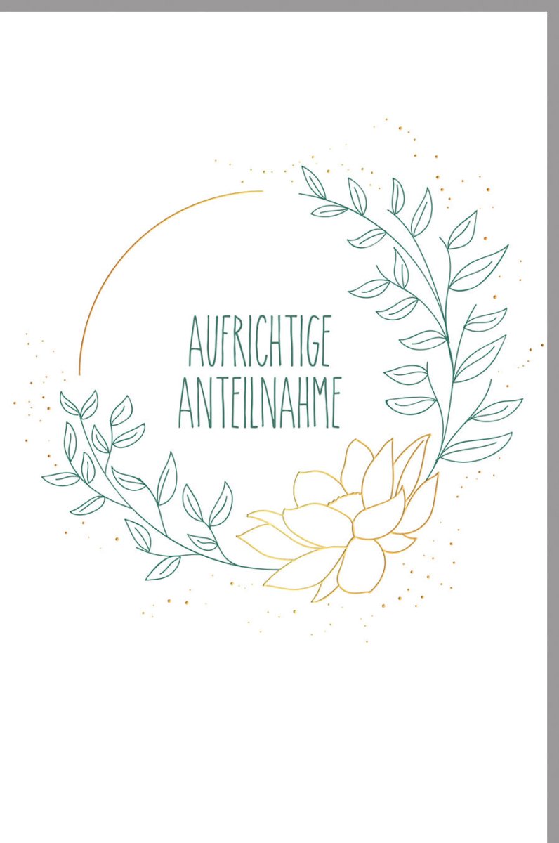 Trauerkarte Doppelkarte mit Goldfolienprägung - Elegante Beileidskarte für stilvolles Gedenken und Anteilnahme, Schlichte Kondolenzkarte in Weiß und Gold, Hochwertige Abschiedskarte für Angehörige, Freunde und Bekannte bei Verlust - Mit Textvorschlägen