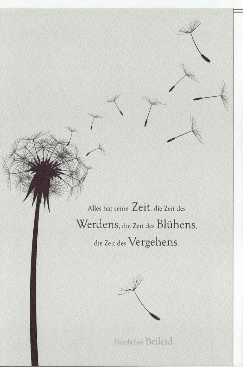 Trauerkarte Doppelkarte Pusteblume - Beileidskarte mit stilvollem Zitat, schlichter Abschiedsgruß, Kondolenz zur Anteilnahme & Trost bei Verlust