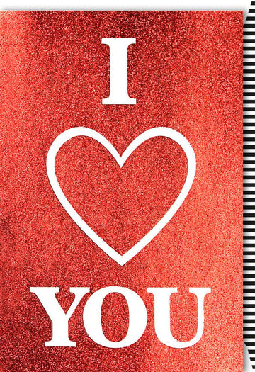 Valentinstags - Doppelkarte für Partner: Romantische Liebe & Zuneigung, Glitzerlack - Herz, "I Love You" Gruß, Rot & Weiß Schimmernd, Funken der Emotion für Jahrestag & Festlichkeit