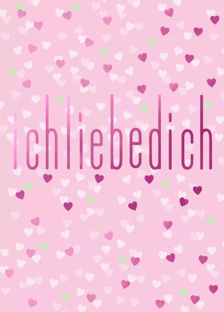 Valentinstagskarte für Paare - Romantische Liebe Postkarte mit Herzen in Rosa, "Ich liebe Dich" - Geschenk der Zuneigung