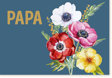 Vatertag Doppelkarte mit Aquarell Blumenmuster - Elegante Grußkarte für PAPA, Glückwunsch & Gratulation, Festliche Geschenkkarte für Geburtstag & Feier, Hochwertiges Blüten Design Anlasskarte