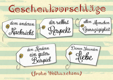 Weihnachtsgrüße voller Liebe & Respekt: Vintage Design Postkarte mit inspirierenden Schriftarten und Anhänger